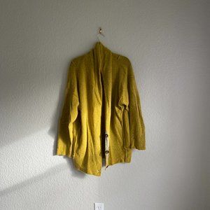 Free People Eucalyptus Long Cardigan Sweater in Mustard Yellow
